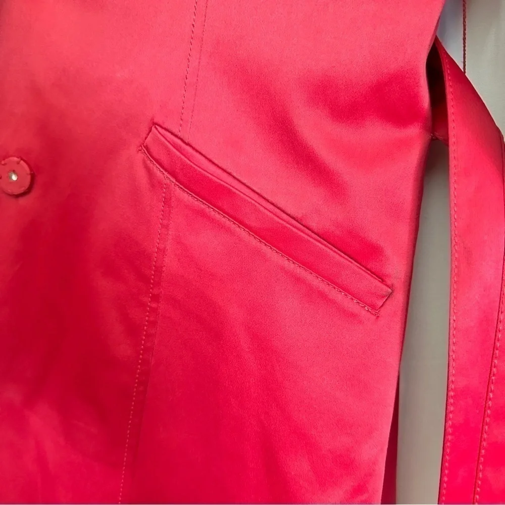 Kenneth Cole New York Women’s Red Mid Length Jacket Trench Coat Wide Collar sz S